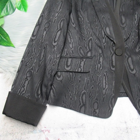 DONCASTER Black Wood Grain Pattern Fitted Jacket Blazer Women’s Size 16P - Picture 3 of 12